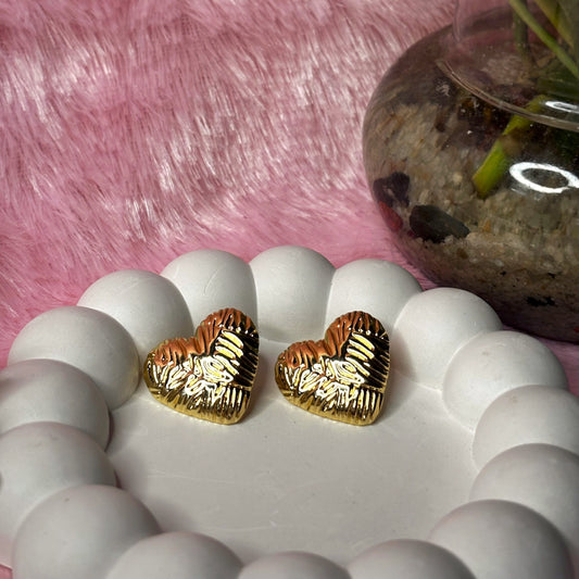 Gold Plated Heart Stud Earrings