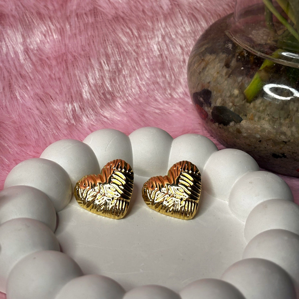 Gold Plated Heart Stud Earrings